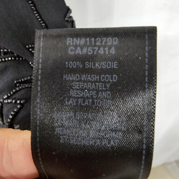 Vintage True Religion Tank Black Silk Beaded Sheer Goth Whimsigoth Fairy XS - Picture 10 of 11